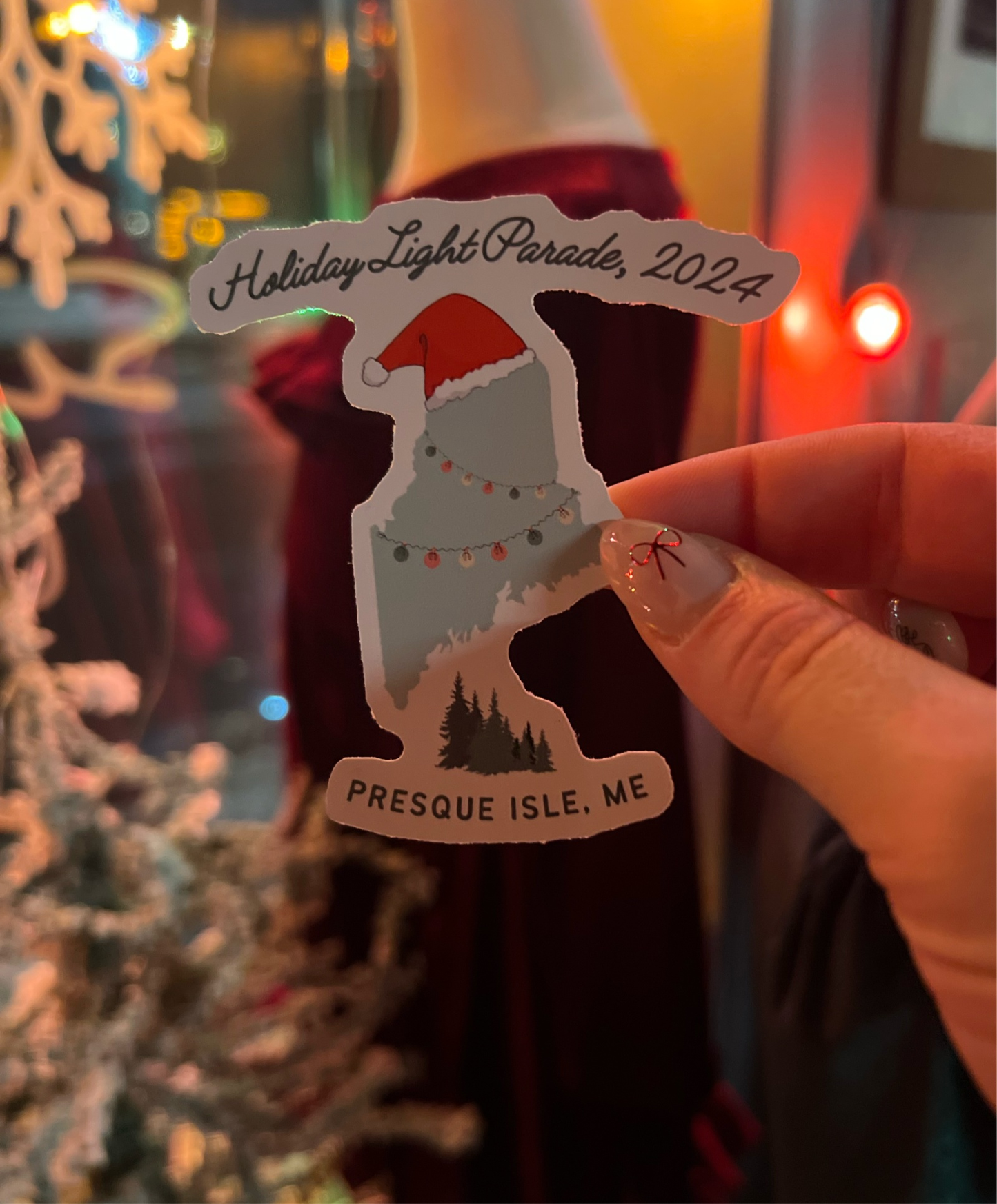 Stickers for Presque Isle ME Holiday Light Parade 2024 with festive design.