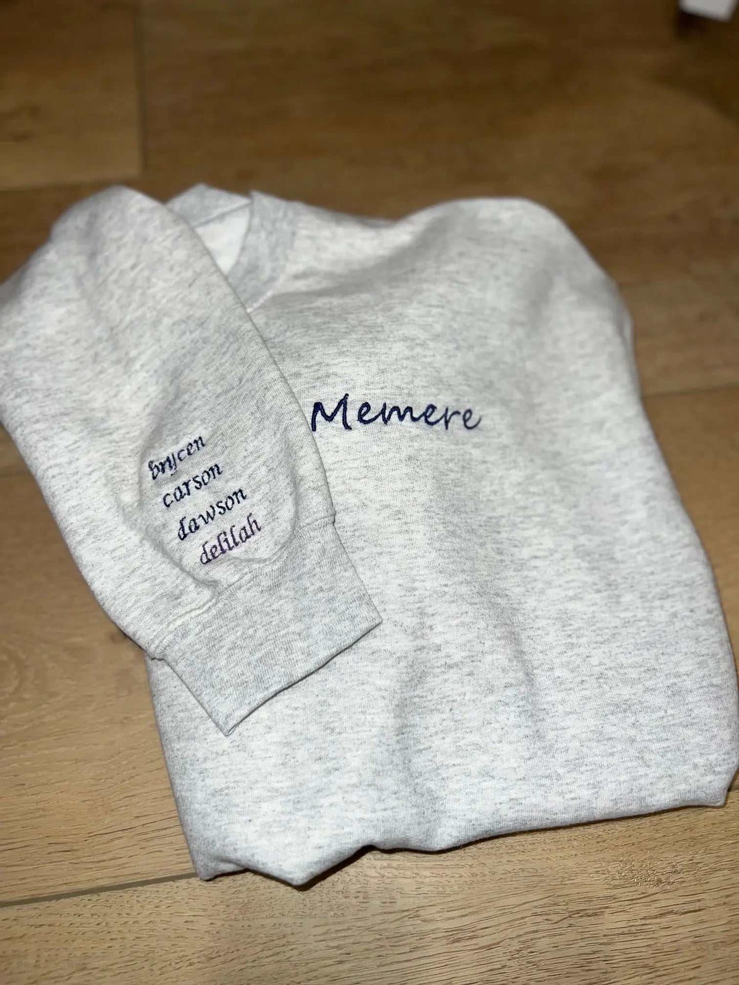 Embroidered Memere Customized Crewneck SweatshirtJojo’s Boutique