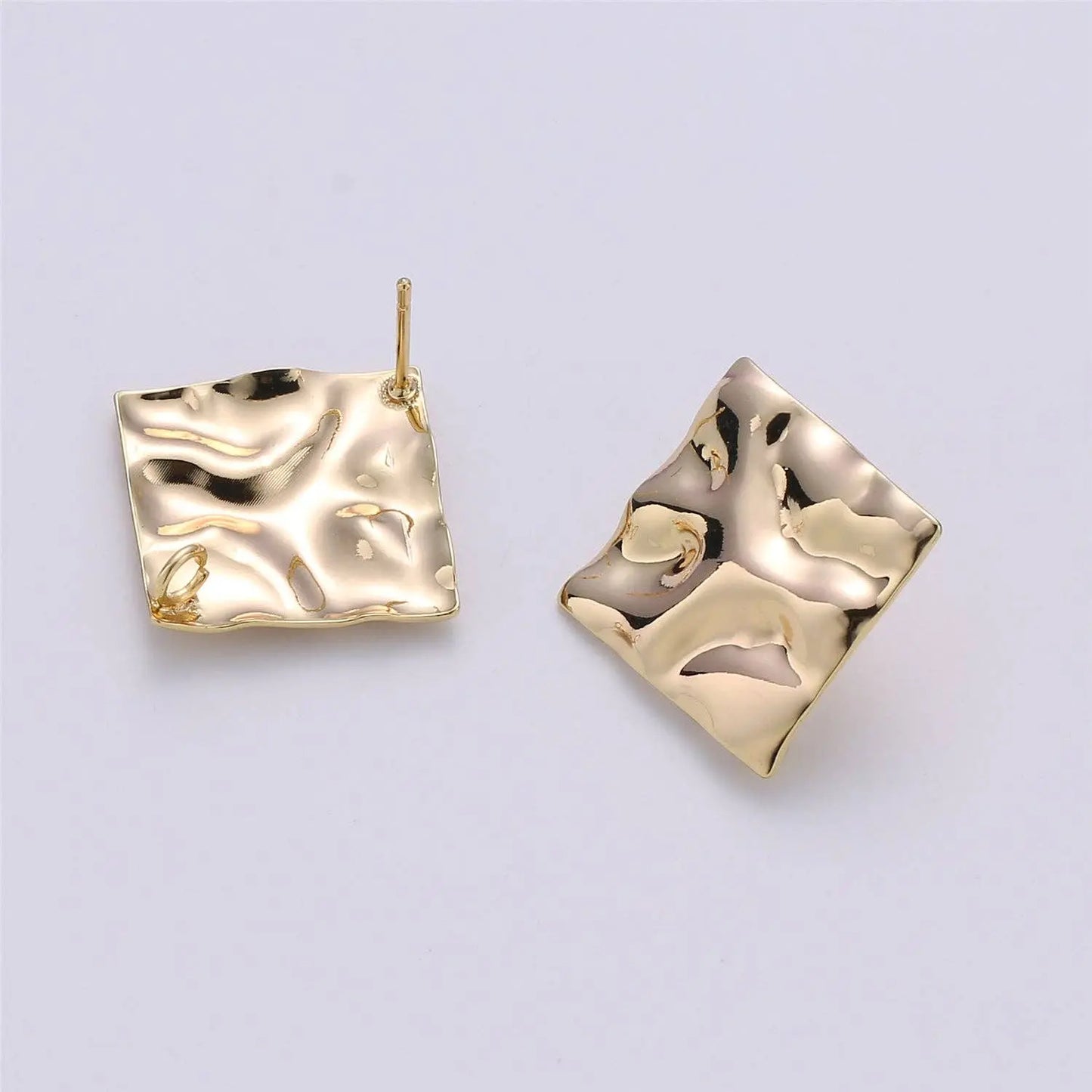 1 Pair Golden Wavy Square Gold Filled Studs - K225 Aim Eternal Jojo’s Boutique