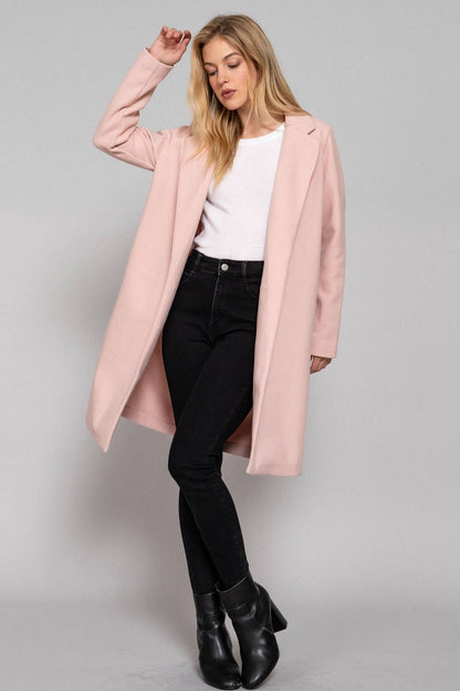 Long Sleeve Open Front Soft Felt Long Coat - Jojo’s Boutique