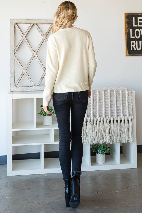 Long Sleeve Round Neck Sweater - Jojo’s Boutique