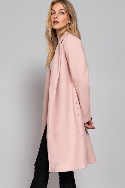 Long Sleeve Open Front Soft Felt Long Coat - Jojo’s Boutique