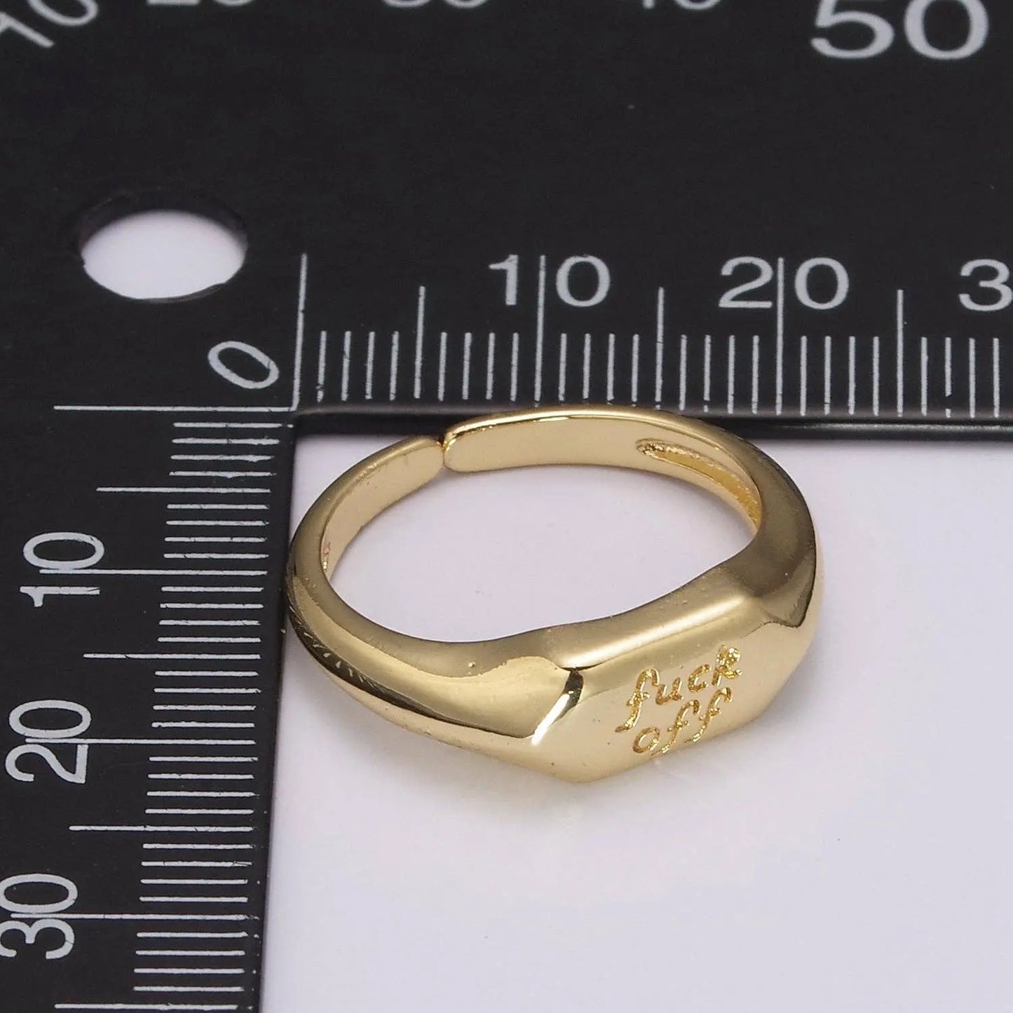 Dainty Gold Fuck Off  Signet Ring Fuckoff rings Open Adjustable signet ring gold rings for women U-133 Aim Eternal Jojo’s Boutique