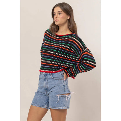 HF24F772-Multi-Color Striped Sweater HYFVE Jojo’s Boutique