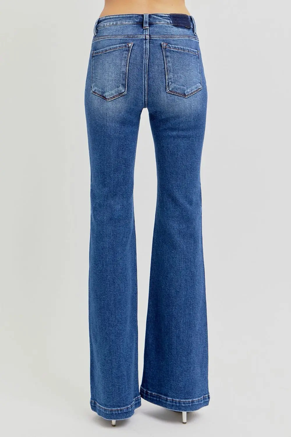 RISEN Full Size Low Rise Flare Jeans with Pockets Trendsi Jojo’s Boutique