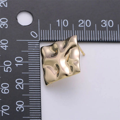 1 Pair Golden Wavy Square Gold Filled Studs - K225 Aim Eternal Jojo’s Boutique