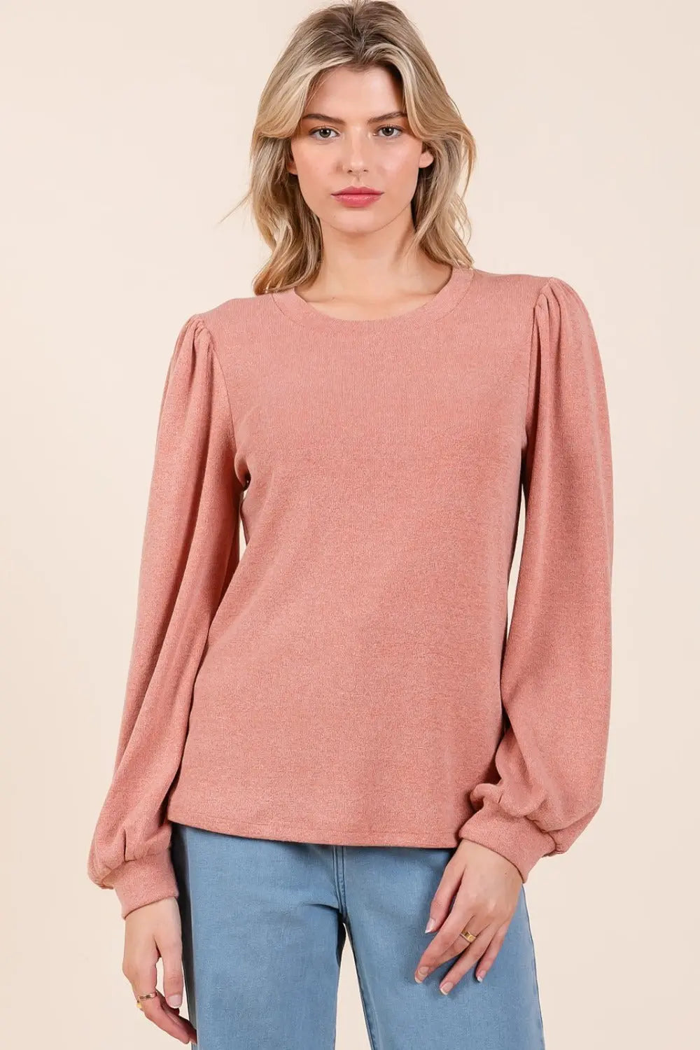 Mittoshop Round Neck Long Sleeve Rib Knit Top Trendsi Jojo’s Boutique