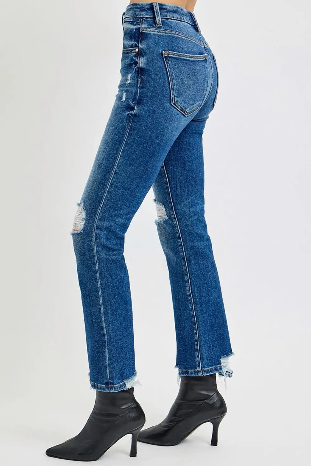 RISEN Full Size High Rise Distressed Crop Straight Jeans Trendsi Jojo’s Boutique