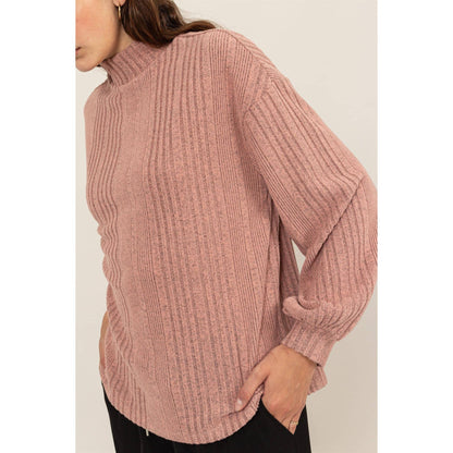 Mock Neck Ribbed Sweater