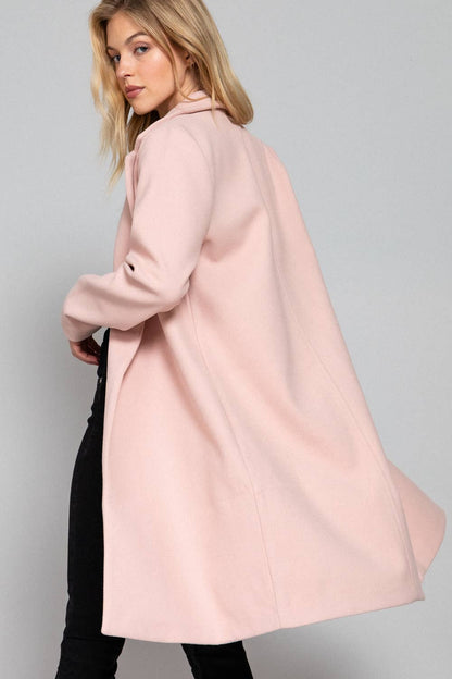 Long Sleeve Open Front Soft Felt Long Coat - Jojo’s Boutique