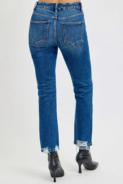 RISEN Full Size High Rise Distressed Crop Straight Jeans Trendsi Jojo’s Boutique