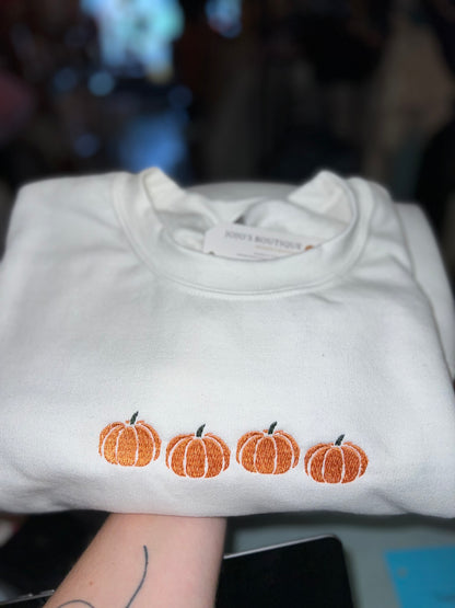 Custom Embroidery Pumpkin Crewneck Sweatshirt - Jojo’s Boutique