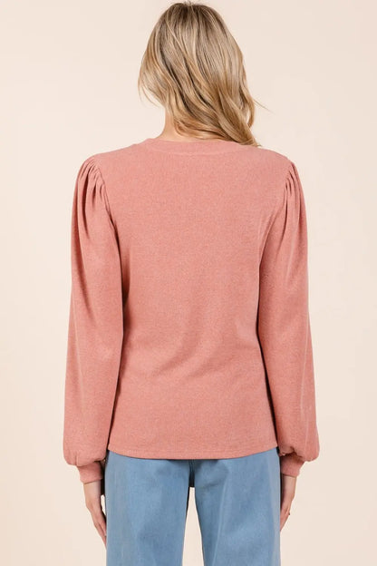 Mittoshop Round Neck Long Sleeve Rib Knit Top Trendsi Jojo’s Boutique