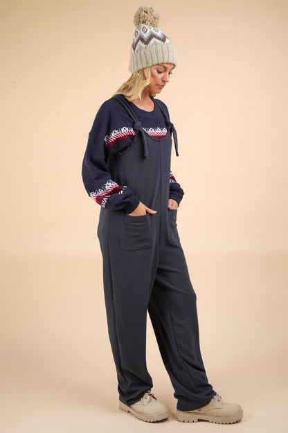 Knitted Jumpsuit with Front Patch Pockets