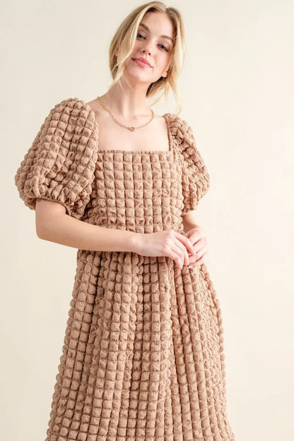 And The Why Full Size Square Neck Puff Sleeve DressAnd The Why