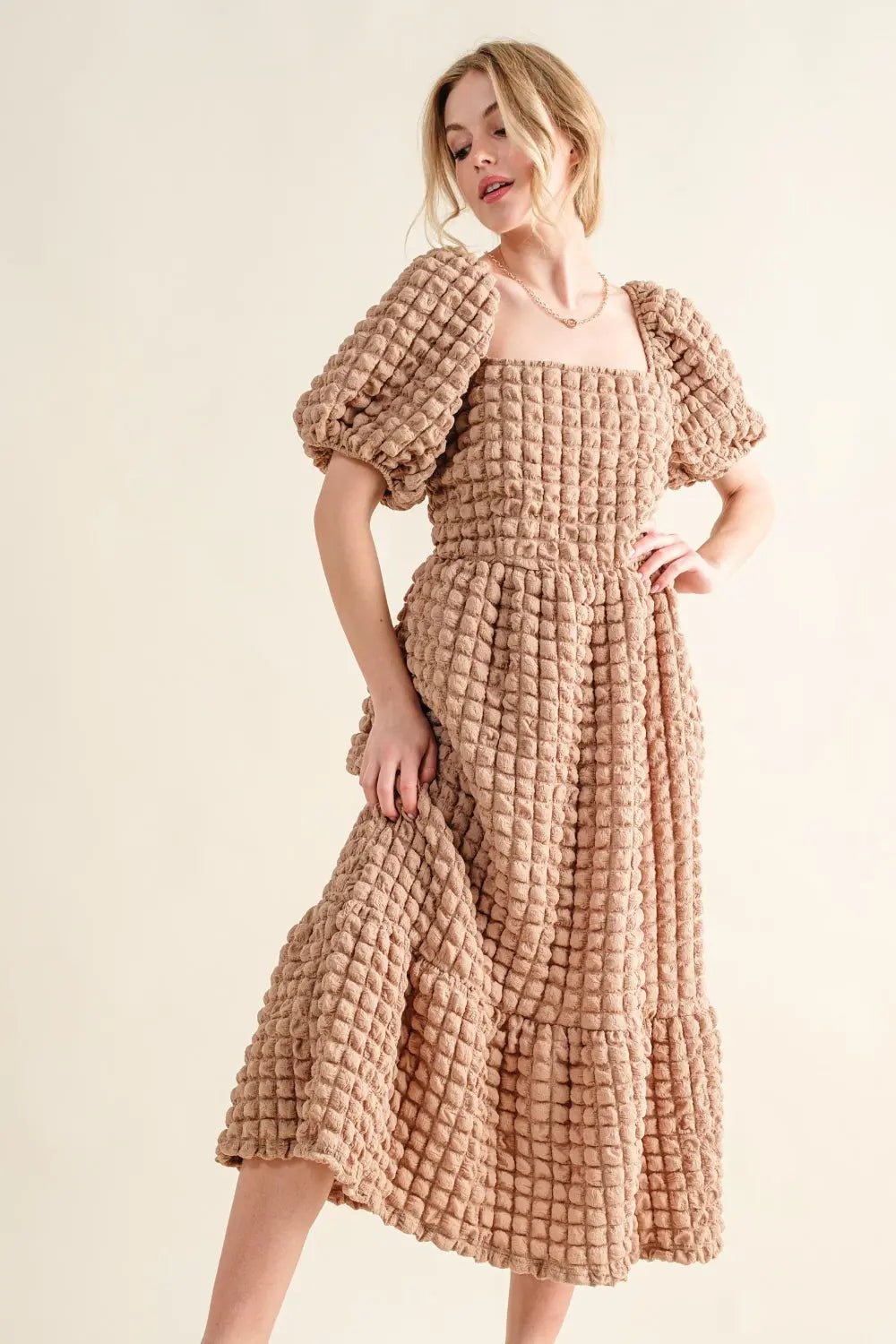 And The Why Full Size Square Neck Puff Sleeve DressAnd The Why