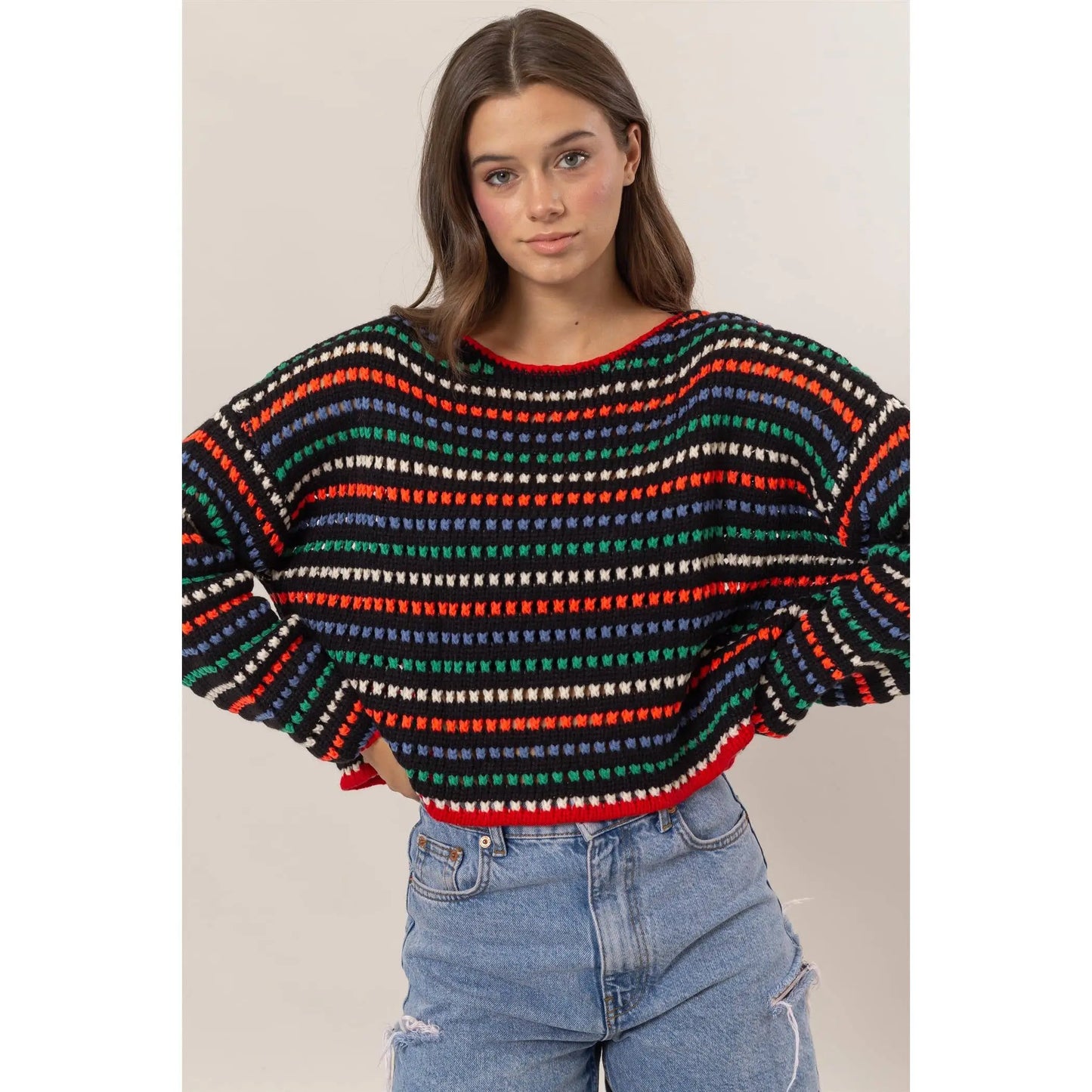 HF24F772-Multi-Color Striped Sweater HYFVE Jojo’s Boutique