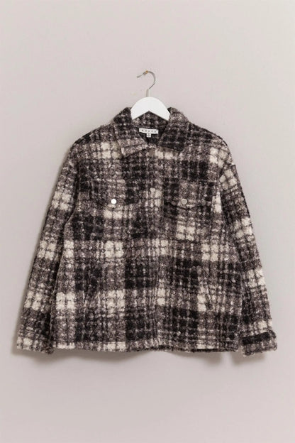 HYFVE Plaid Button Up Boucle Jacket Trendsi Jojo’s Boutique