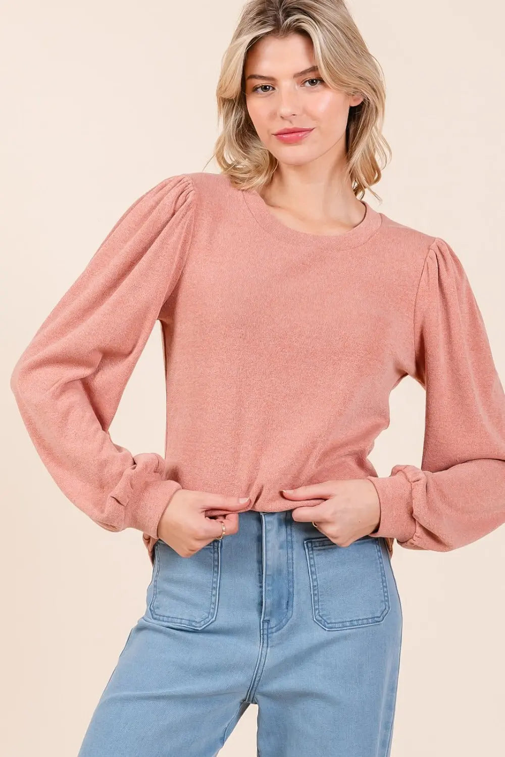 Mittoshop Round Neck Long Sleeve Rib Knit Top Trendsi Jojo’s Boutique