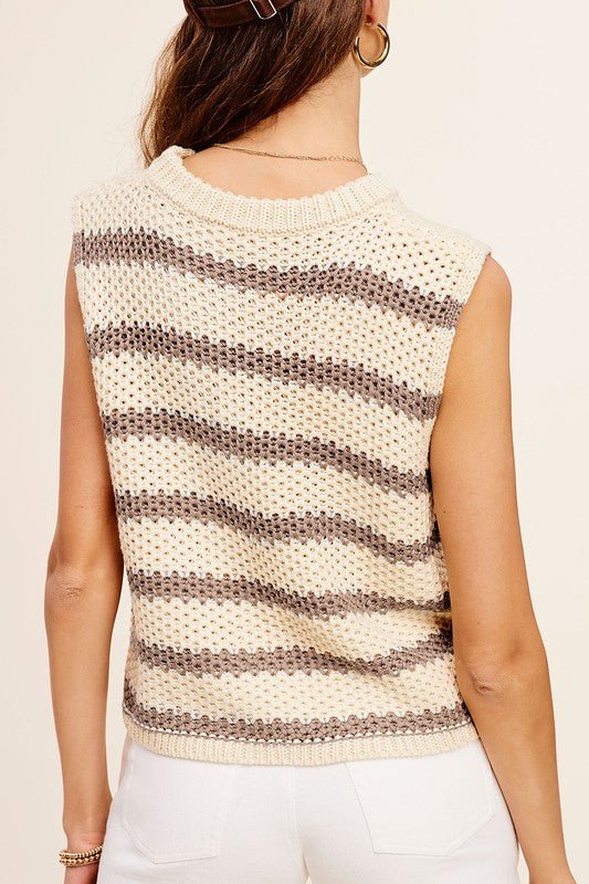 Chunky Stripe Sleeveless Sweater TopLa Miel