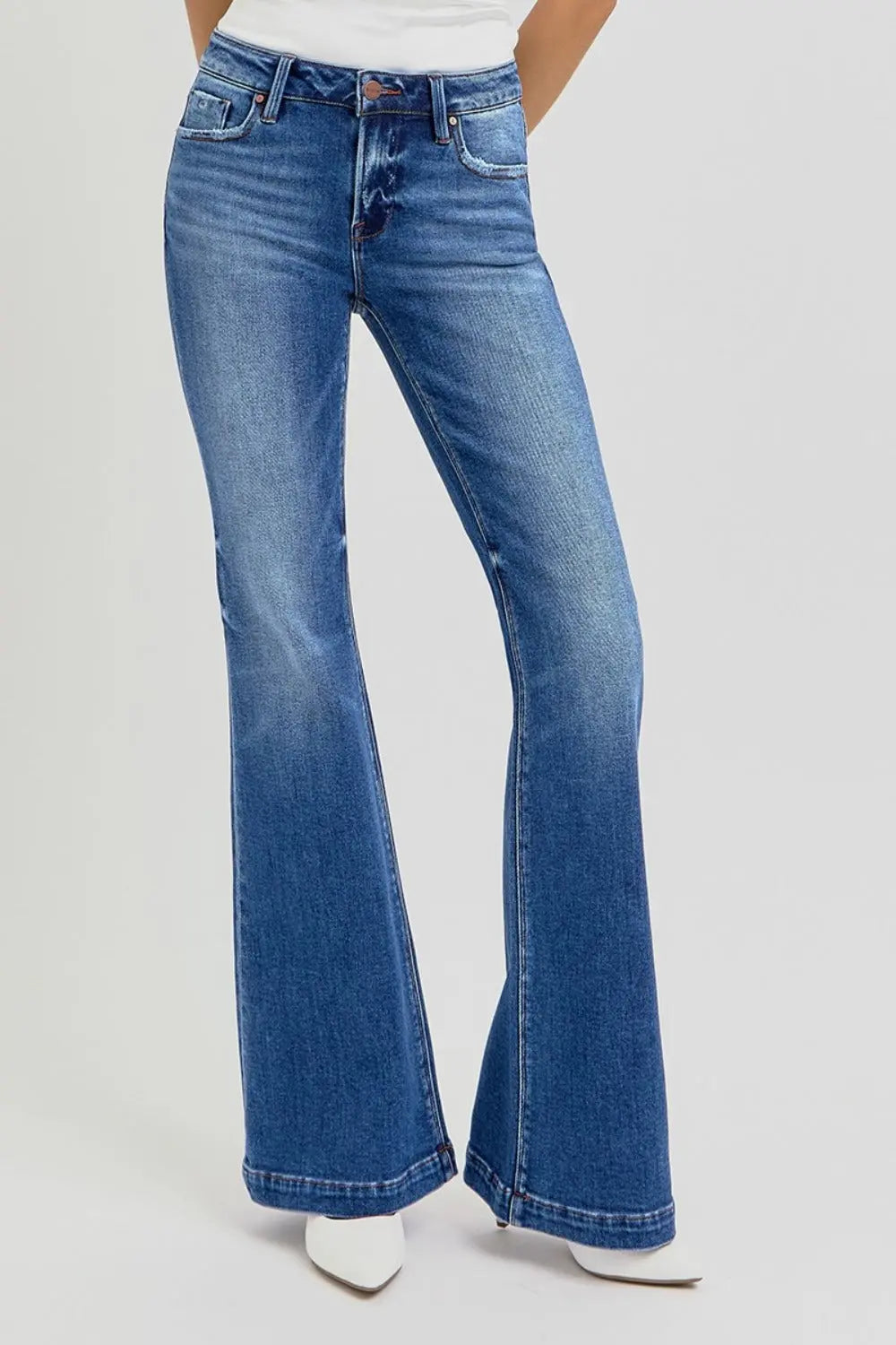 RISEN Full Size Low Rise Flare Jeans with Pockets Trendsi Jojo’s Boutique