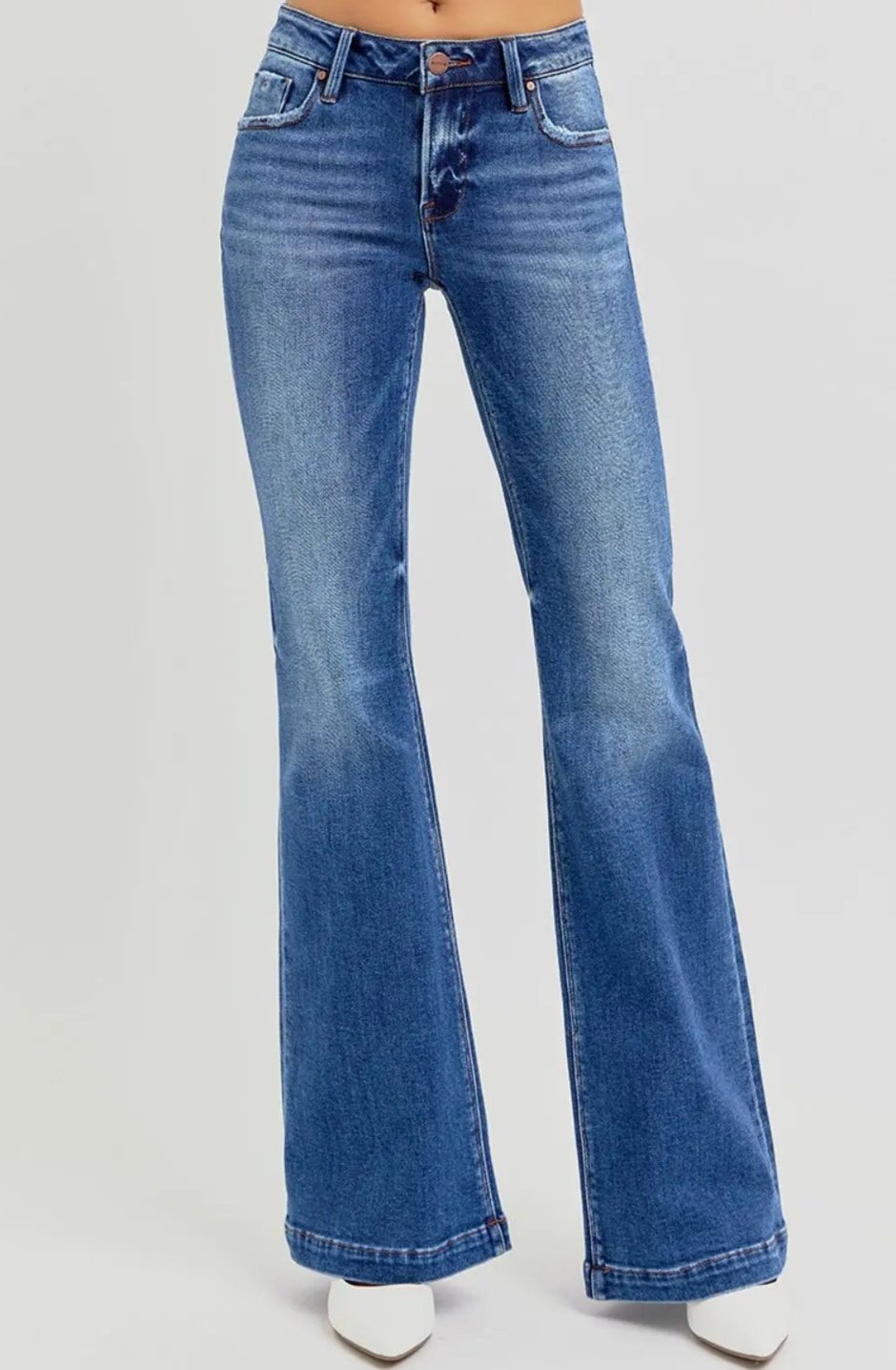 RISEN Full Size Low Rise Flare Jeans with Pockets Trendsi Jojo’s Boutique