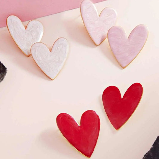 Enamel Heart Shaped Post EarringsFashion City