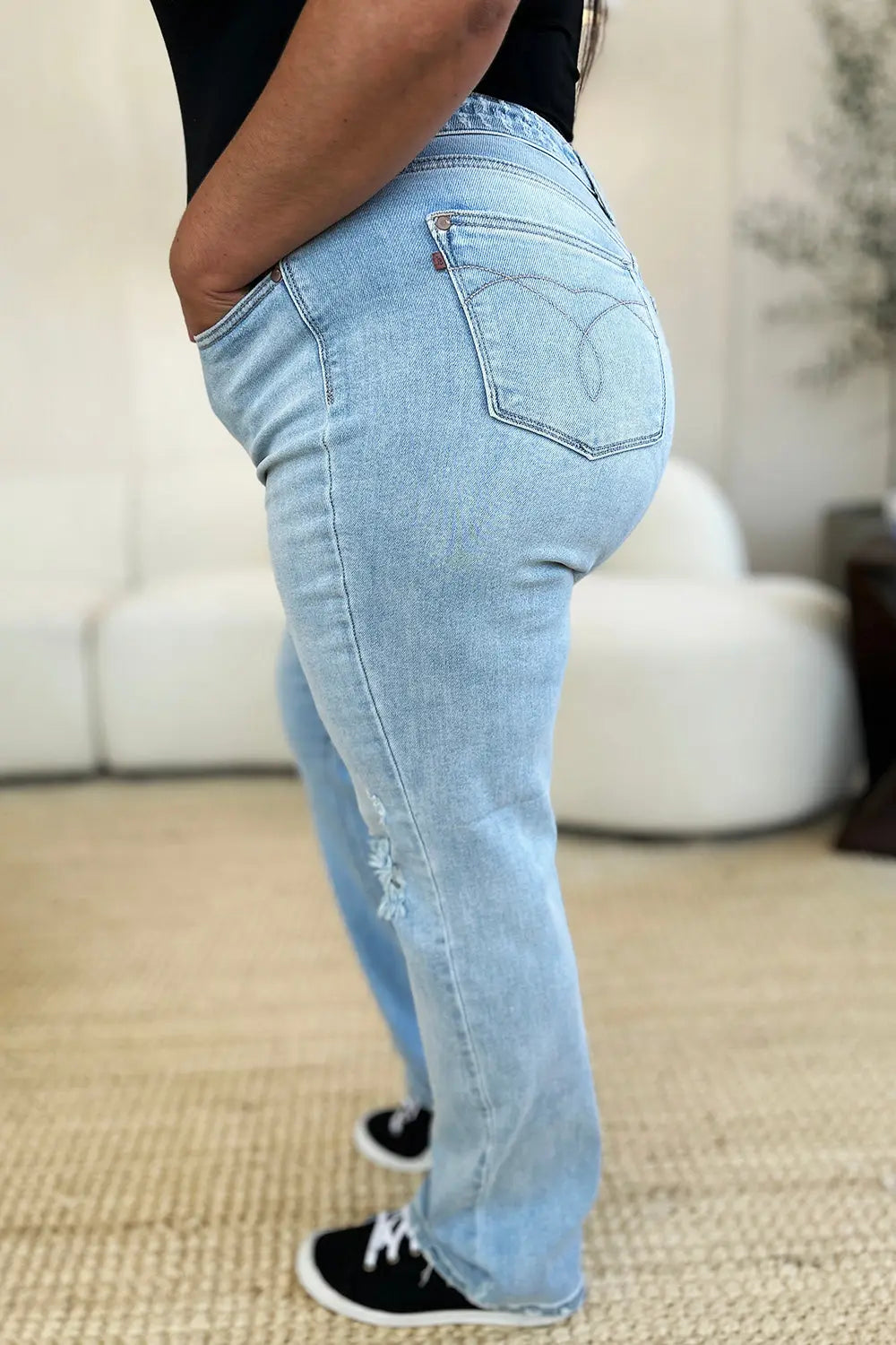 Judy Blue Full Size High Waist Distressed Straight Jeans Trendsi Jojo’s Boutique