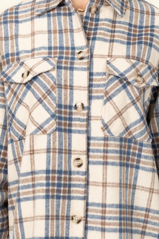 For Myself Checkered Print Button - Front TopHYFVE