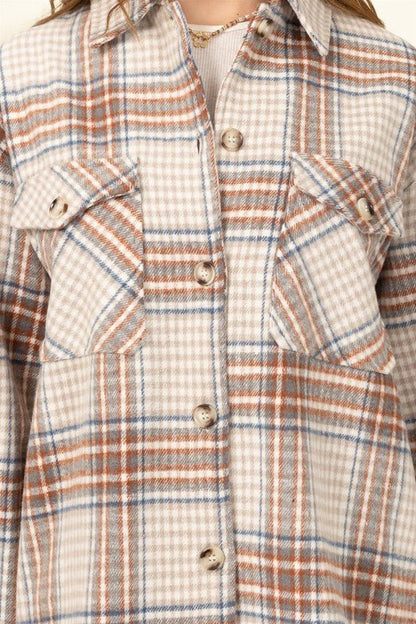 For Myself Checkered Print Button - Front TopHYFVE