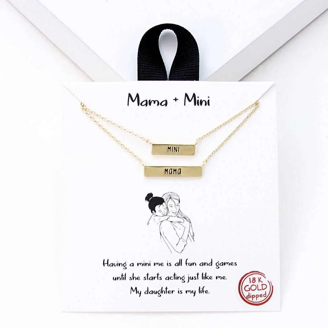 Gold - Dipped Mama Mini Necklace SetFashion City