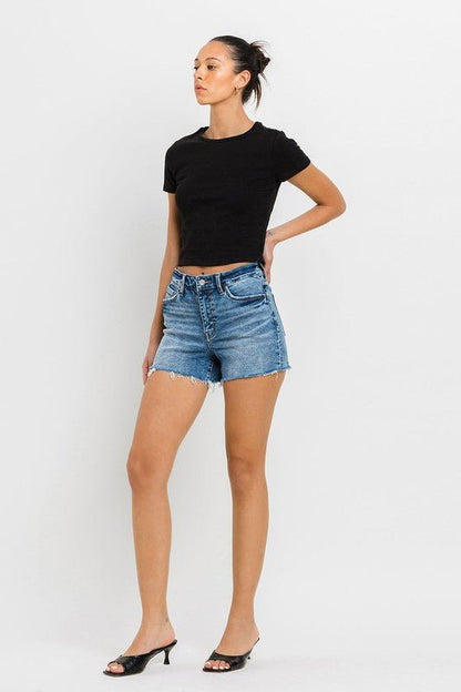 High Rise Raw Hem Denim ShortsVERVET by Flying Monkey