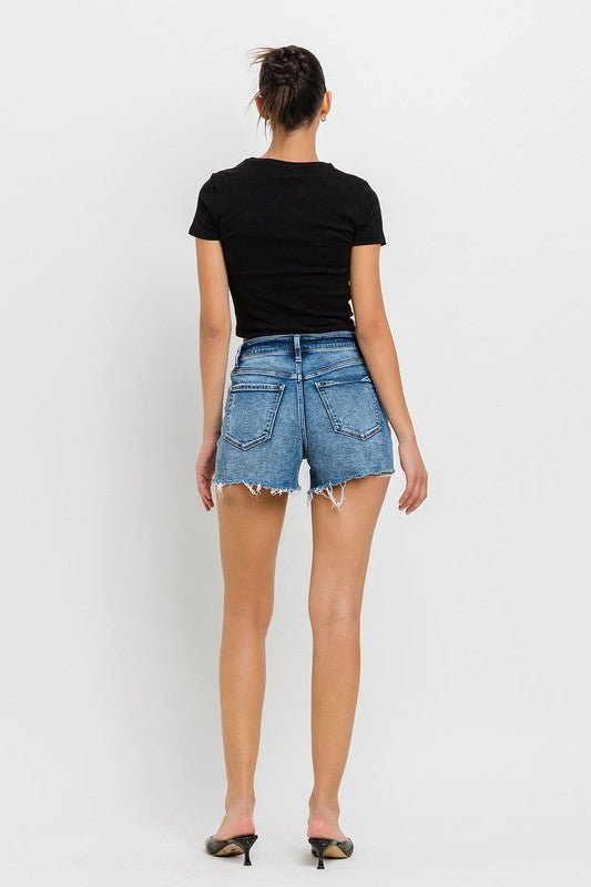 High Rise Raw Hem Denim ShortsVERVET by Flying Monkey