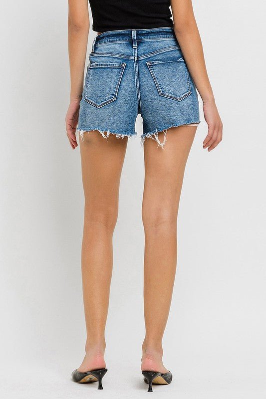 High Rise Raw Hem Denim ShortsVERVET by Flying Monkey