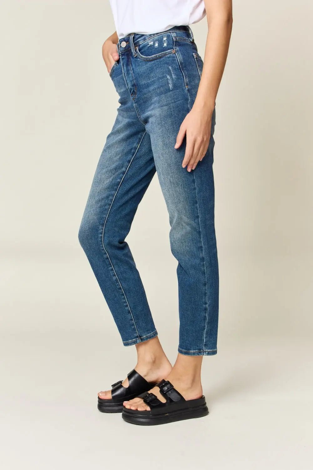 Judy Blue Jeans - Full Size Tummy Control High Waist Slim JeansTrendsi