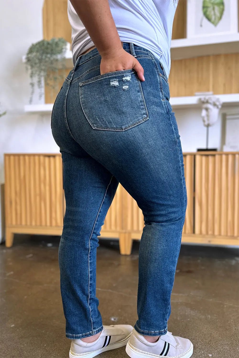 Judy Blue Jeans - Full Size Tummy Control High Waist Slim JeansTrendsi