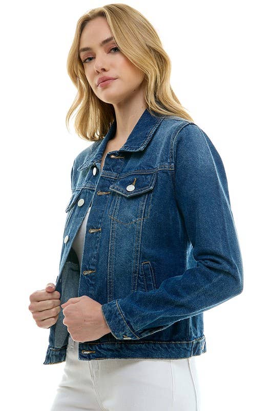 LADY CASUAL COTTON DENIM JEAN JACKETBLUE AGE