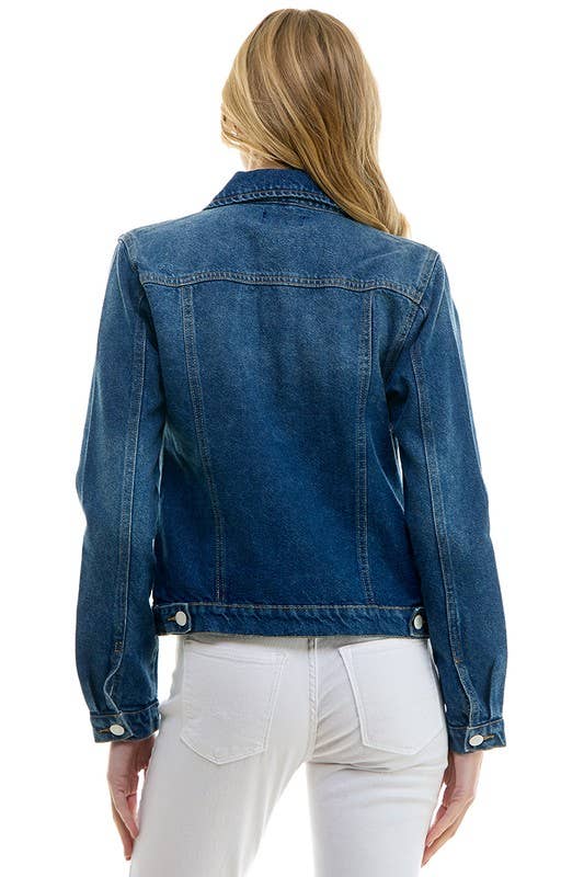 LADY CASUAL COTTON DENIM JEAN JACKETBLUE AGE