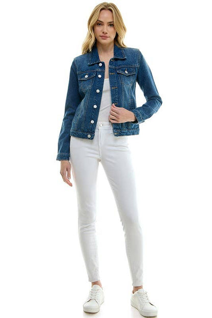 LADY CASUAL COTTON DENIM JEAN JACKETBLUE AGE