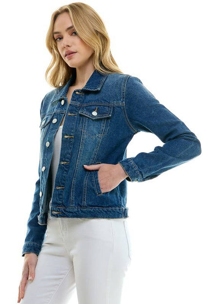 LADY CASUAL COTTON DENIM JEAN JACKETBLUE AGE