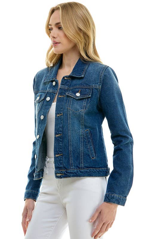 LADY CASUAL COTTON DENIM JEAN JACKETBLUE AGE