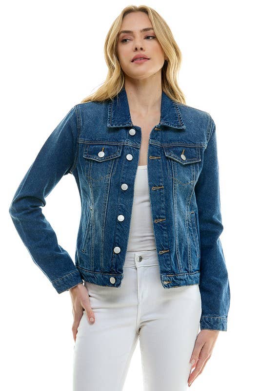 LADY CASUAL COTTON DENIM JEAN JACKETBLUE AGE