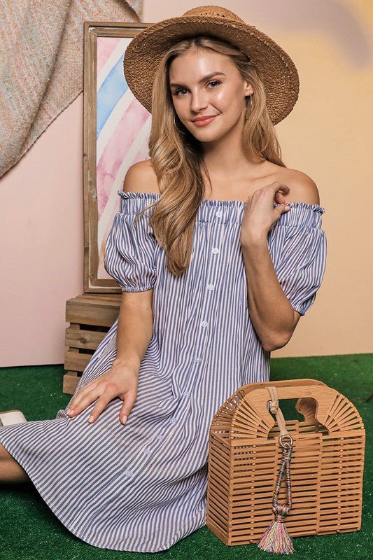 Off The Shoulder Dress with CF Button DetailNinexis