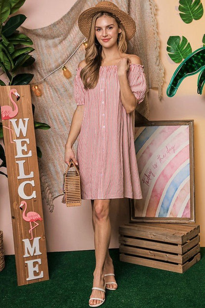 Off The Shoulder Dress with CF Button DetailNinexis