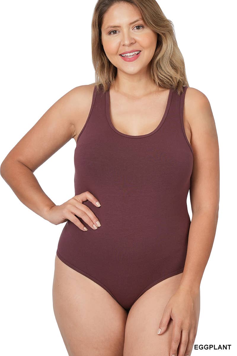 Premium Cotton Racerback Plus Size Tank Bodysuit42POPS