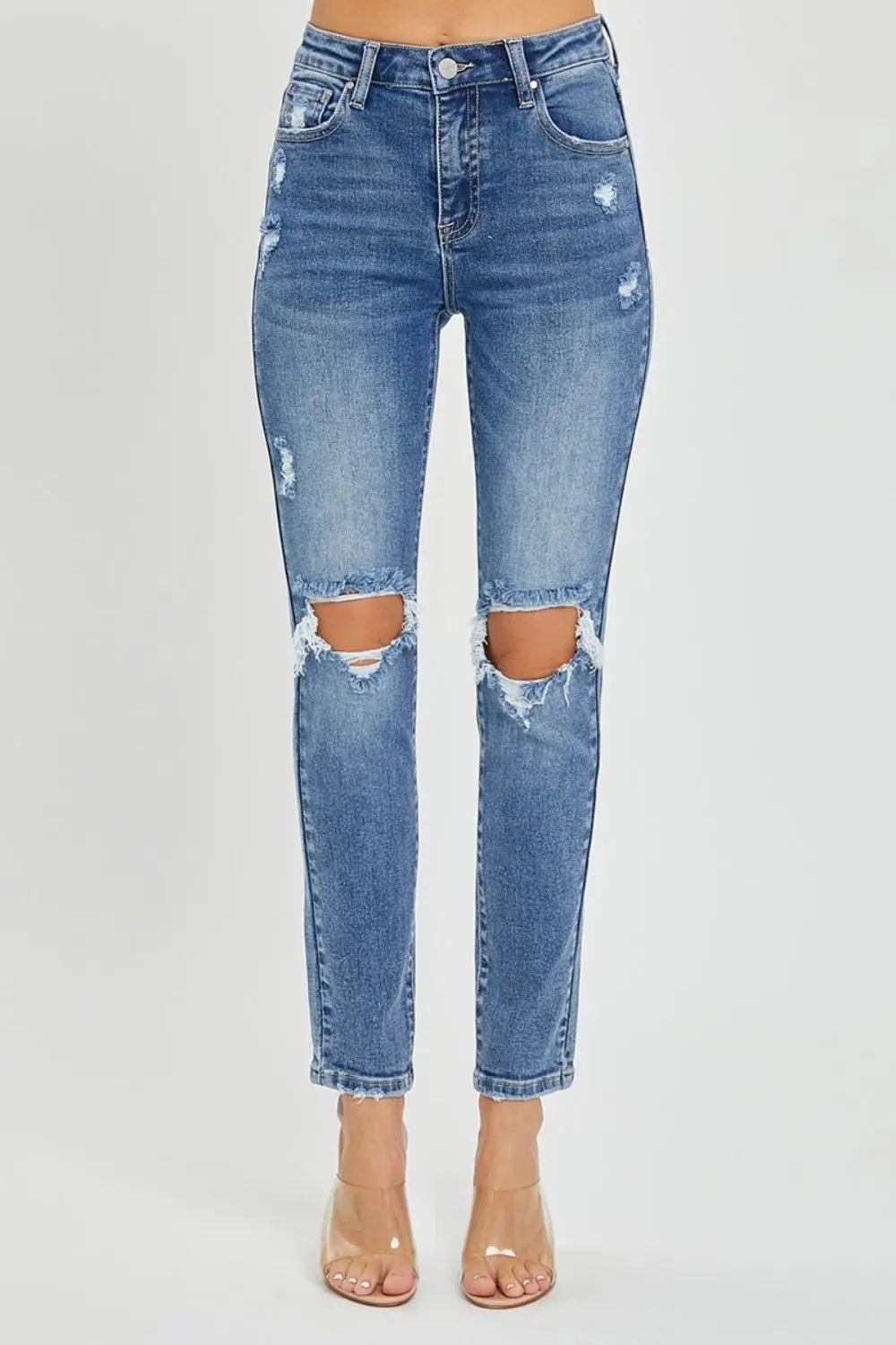 Risen Full Size High Rise Knee Distressed Skinny JeansRisen