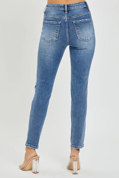 Risen Full Size High Rise Knee Distressed Skinny JeansRisen