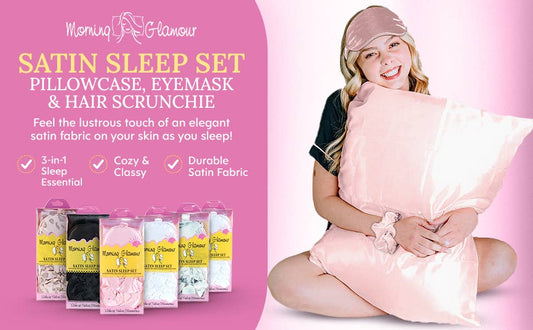 Satin Pillowcase Sleep Set - Sleep Mask & Hair ScrunchieMorning Glamour