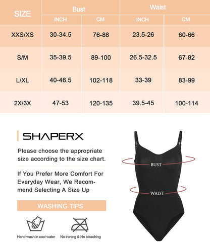 SHAPERX Tummy Control Shapewear Bodysuit Seamless Thong BodysuitSHAPERX