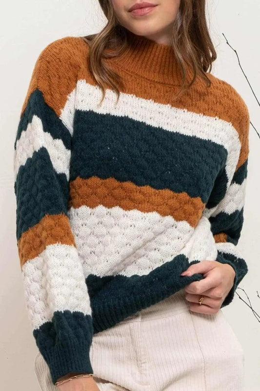 Striped Multicolor Knit Pullover SweaterBlu Pepper